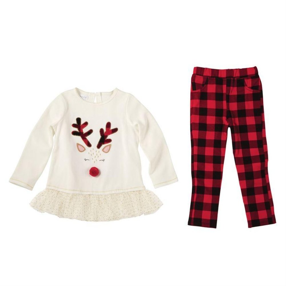 Mud Pie Christmas Reindeer Tunic &  Legging Set 4T